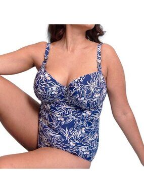 Flirtelle Verona Beach Balcony Swimsuit In Navy Print Size 40J Floral Design Sup